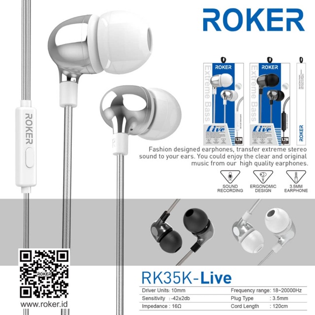 HEADSET - HANDSFREE - HF ROKER LIVE RK35K EXTREME BASS