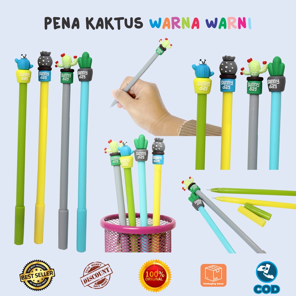 

Pulpen / Bolpoin / Warna Warni Perlengkapan Alat Tulis Bolpen Pena Kaktus Karakter Lucu
