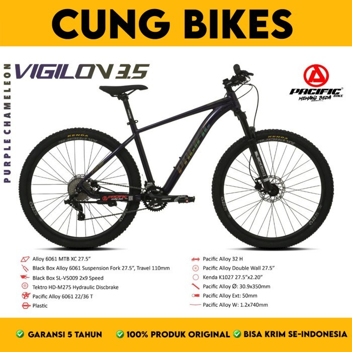 Sepeda Gunung MTB 27.5 Inch Pacific VIGILON 3.5 frame Allloy rem Hidroulic