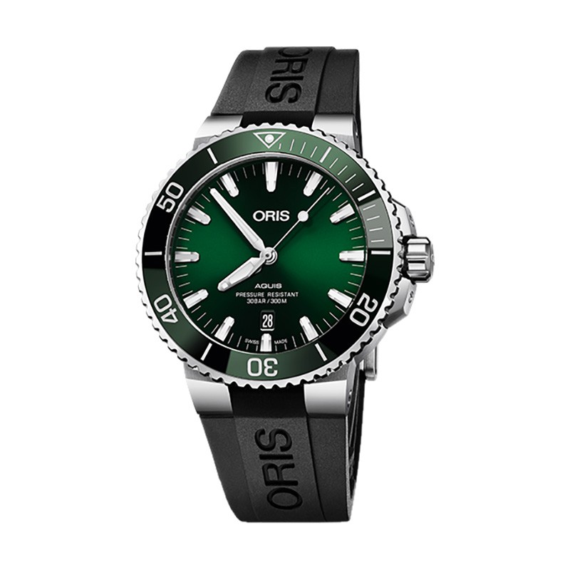 Jam Tangan Pria Oris Aquis Date 01-733-7730-4157-07-4-24-64EB Automatic Green Dial Black Rubber