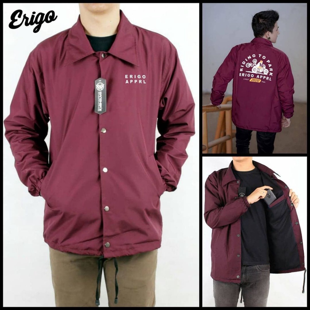 [PRODUK LOKAL BISA BAYAR TEMPAT]Jaket Coach Polos Waterproof Erigo Parasit Pria Wanita Unisex Premiu