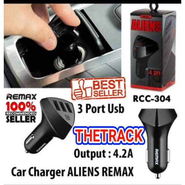 SAVER REMAX RCC304 3 USB ALIENS / RC-C304 CHARGER AKI MOBIL MOTOR 3USB / ALIENS CHARGER