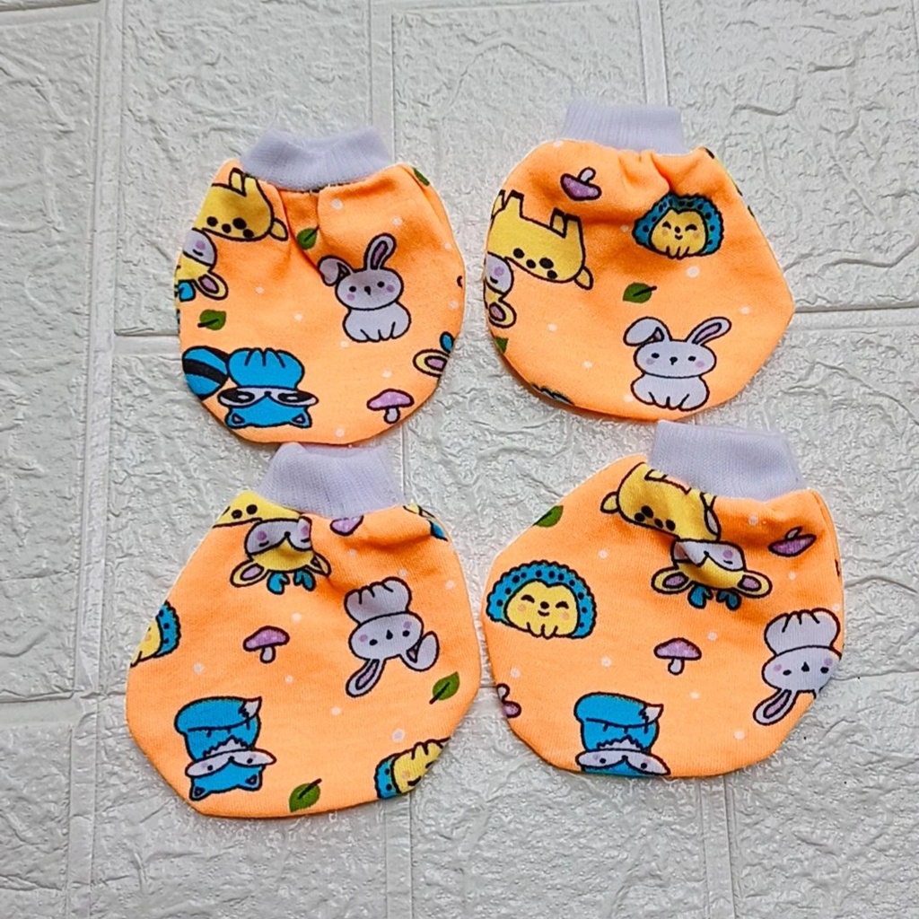 6 Set (12 pasang) Sarung Tangan Kaki Bayi Newborn Animal Gambar Full Printing