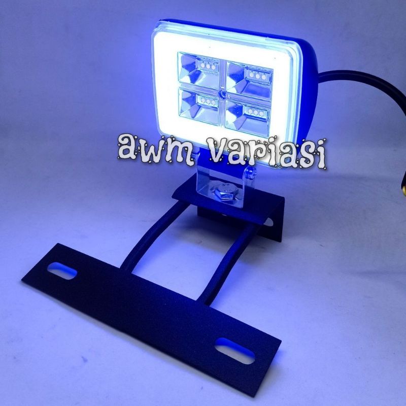 [PAKET]Lampu Tembak Sorot CWl 12 Led Ring Blue Waterproof + breket RX King Vixion Byson GL Tiger DLL