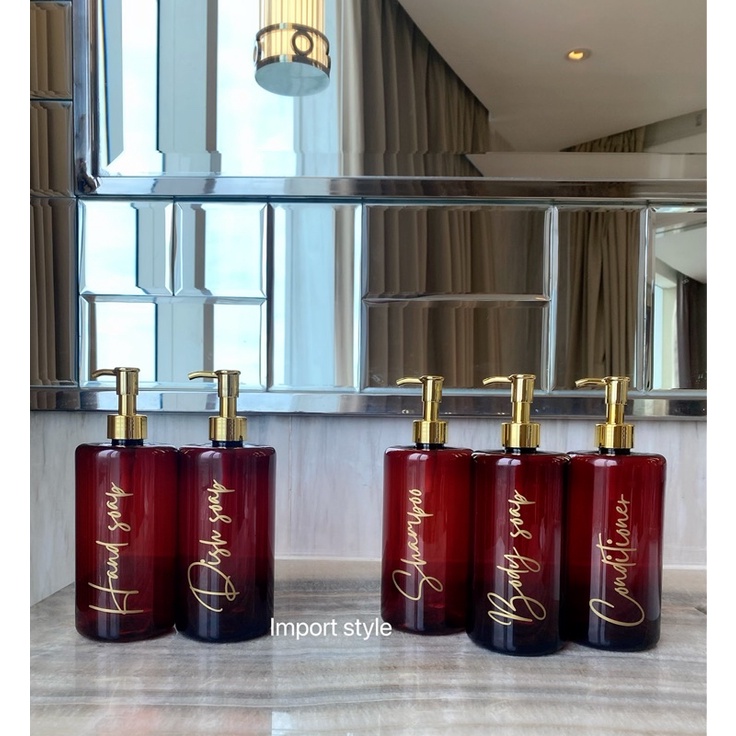 botol COKLAT N24 500ml GOLD NEW LUXURY . aesthetic bottle minimalist refill organizer tempat sabun cair pump estetik