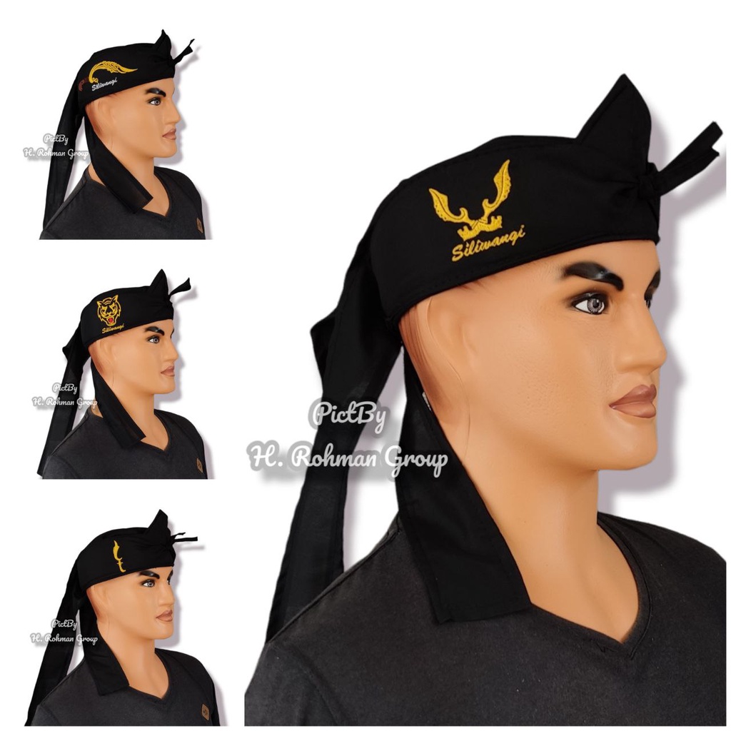 Belangkon Hitam Bordir Macan Kujang Pajajaran Ukuran Dewasa