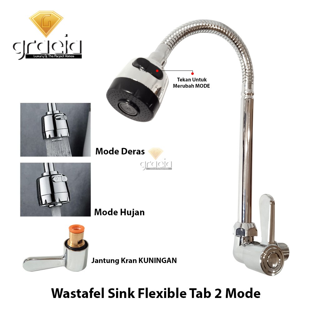 Kran Cuci Piring Wastafel Flexible 1/2 Inch Engkol GRACIA / Kran Angsa Dapur Flexible / Kran Flexible 1/2inch High Quality