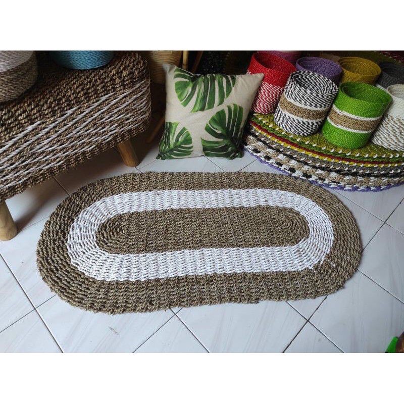 Rug Oval Seagrass Natural Putih / 120/60