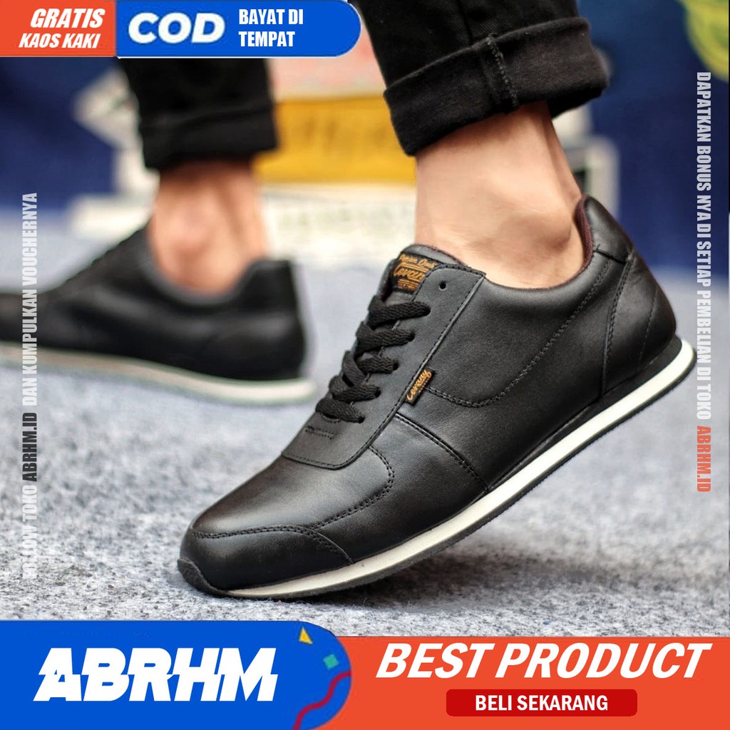 ABRHM X MORLY Sepatu Casual Sneakers Pria Sepatu Pria Casual Sneaker Kulit Asli Ori Cowo/Cowok Keren Sepatu Kasual Kerja Kuliah Gaya Santai Keren Kekinian Original Murah Terlaris