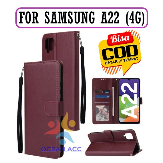 DOMPET HP UNTUK SAMSUNG A22 (4G) 2021 NEW LEATHER FLIP CASE SAMSUNG A22 (4G) 2021 NEW