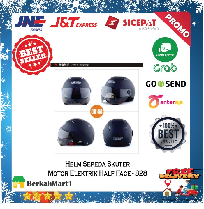 Helm Sepeda Skuter Motor Elektrik Half Face - Hitam Doff