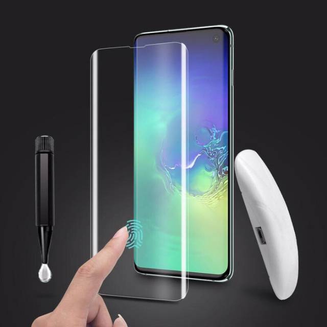 Tempered glass curved UV liquid full glue samsung s10 plus/tg full cover UV S10+/tg lasser