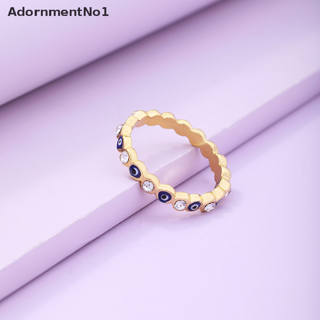 (AdornmentNo1) Ins Cincin Gaya retro Motif Mata Aksen Berlian Biru Untuk Perhiasan Wanita