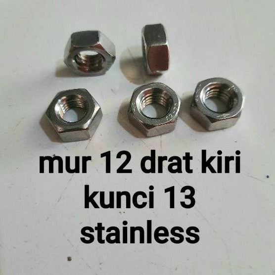 mur 12 atau m8x1.25 drat kiri stainless k13