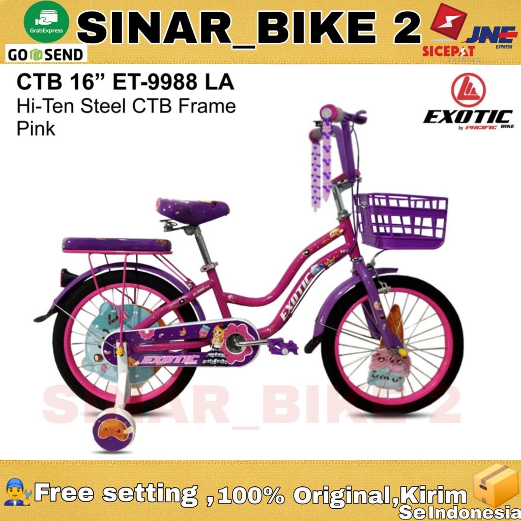 Sepeda Anak Perempuan Exotic CTB ET - 9988 LA 16 18 &amp; 20 Inch Keranjang