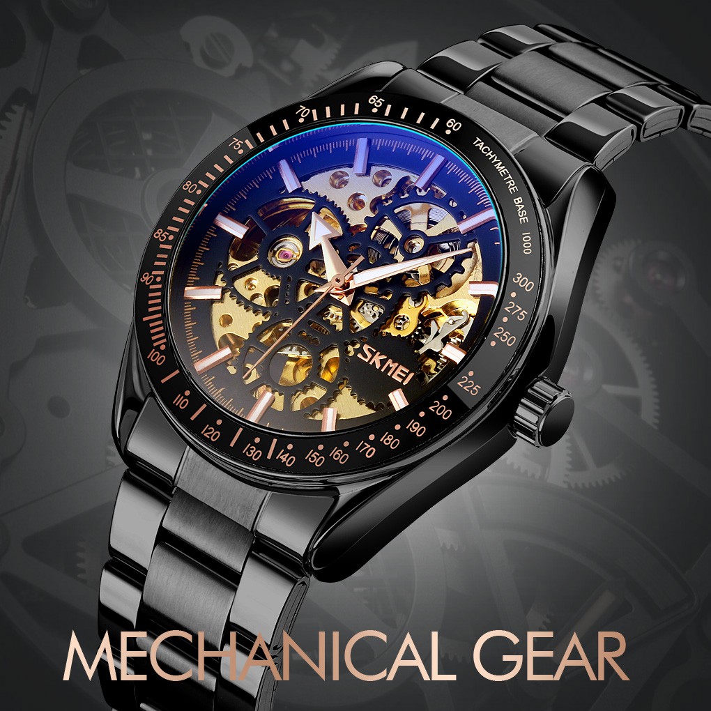 SKMEI 9194 Jam Tangan Pria Automatic Analog Tali Stainless WATCHKITE WKOS