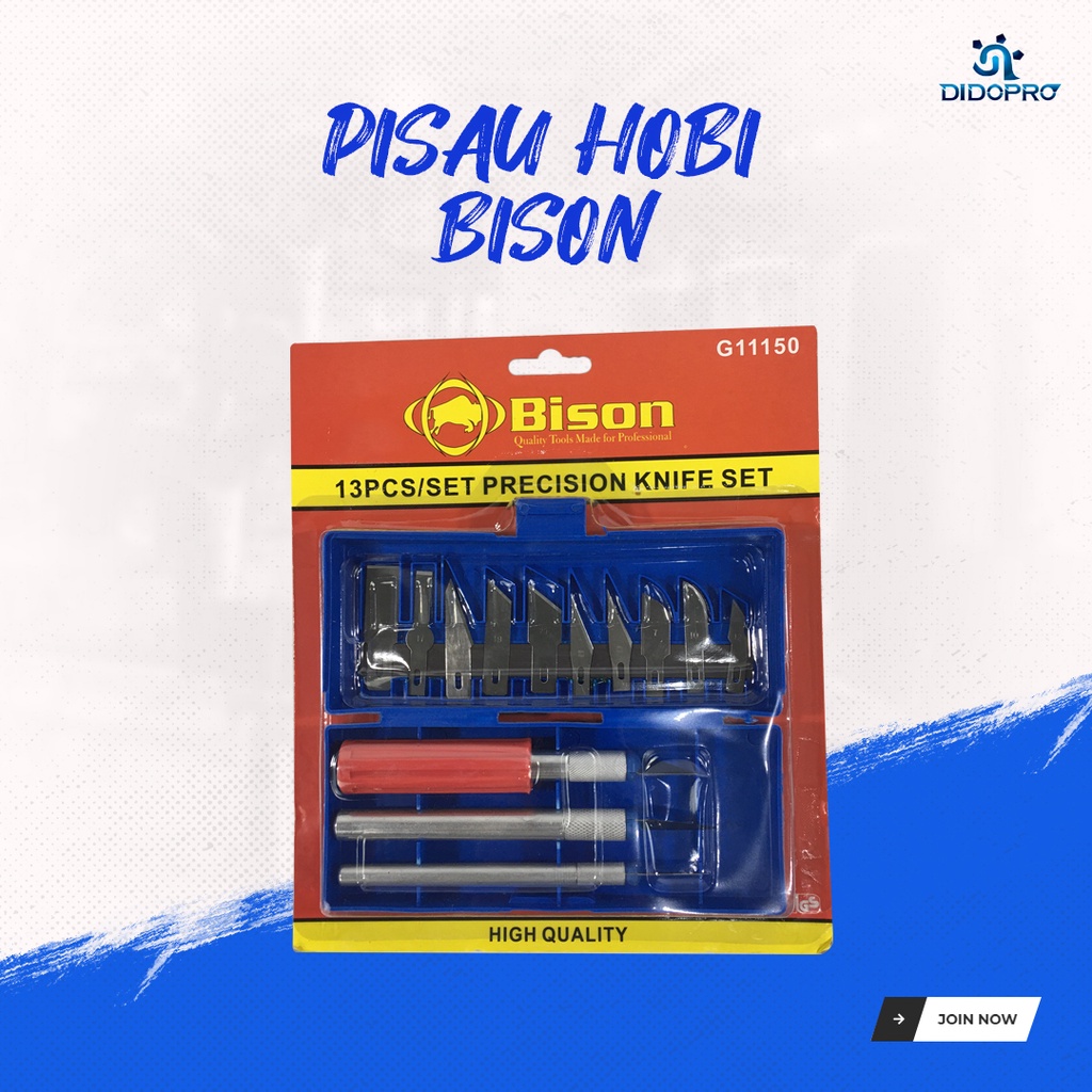 BISON Hobby Knife Set 13 pcs - Pisau Ukir Pahat Kayu Set