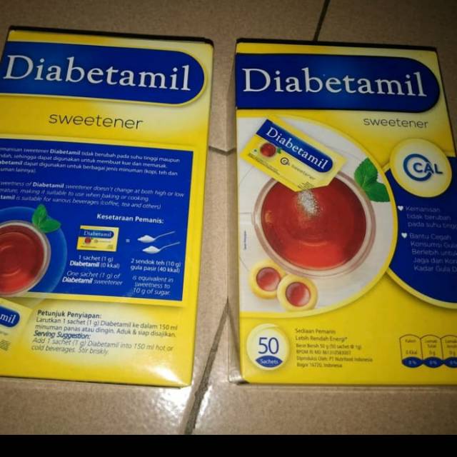 Diabetamil sweetener 50 sachet per Bok