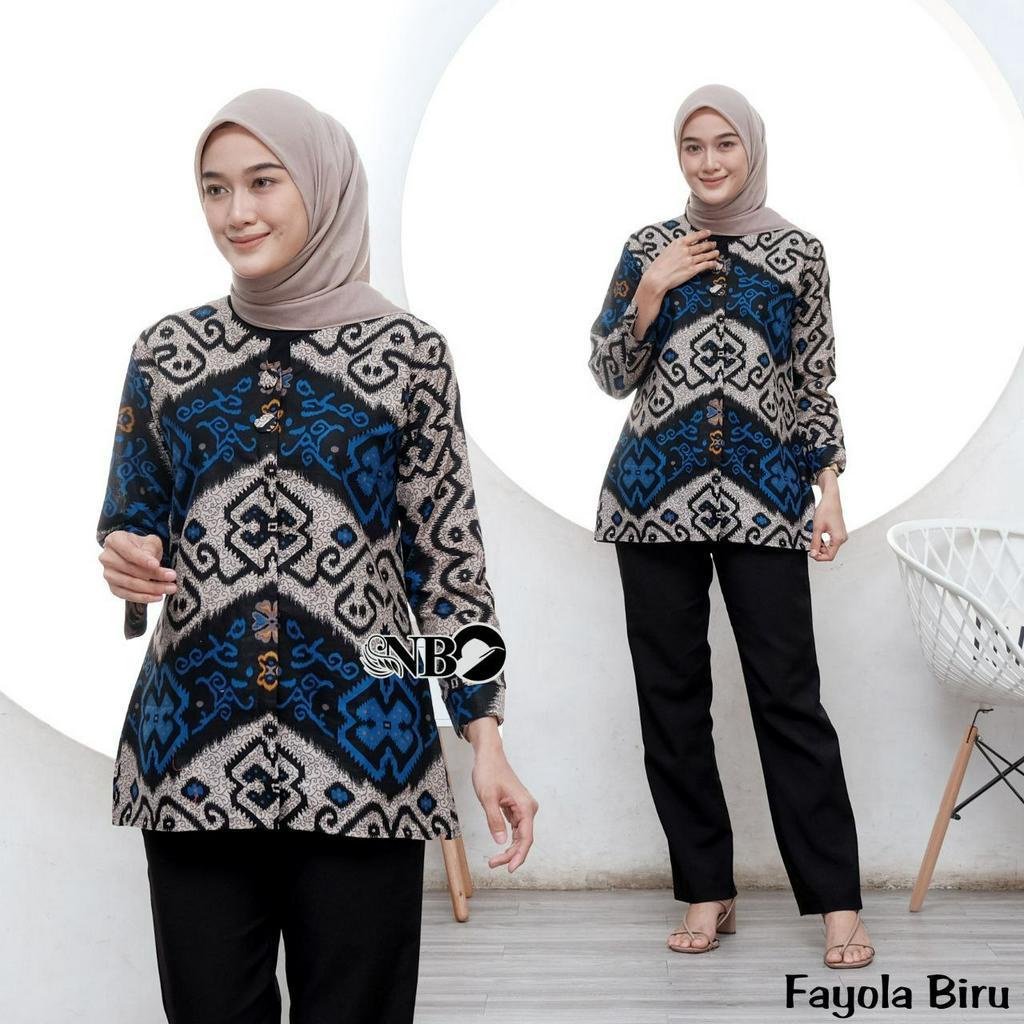 Baju Batik Wanita Modern Atasan Blouse Batik Kerja Kantor Wanita Seragam Batik M L XL XXL