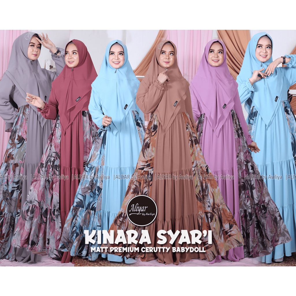 KINARA SYAR'I ORIGINAL ALIYAR BY AWLIYA//GAMIS KINARA SYAR'I//DRESS KINARA//BUSUI FRIENDLY//DRESS EL