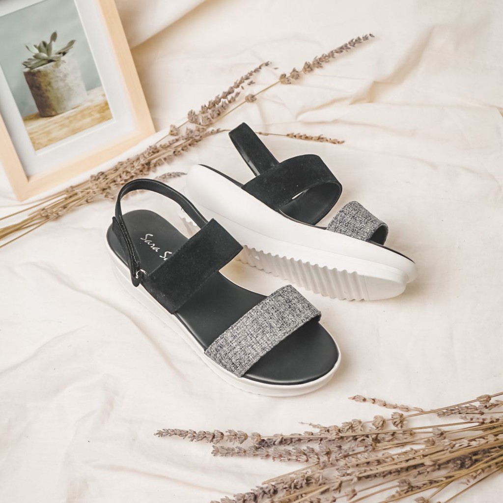 SaraSara Bellina Sandal Wedges Tali Belakang Terbaru Sepatu Sendal Cewek Wedges Casual