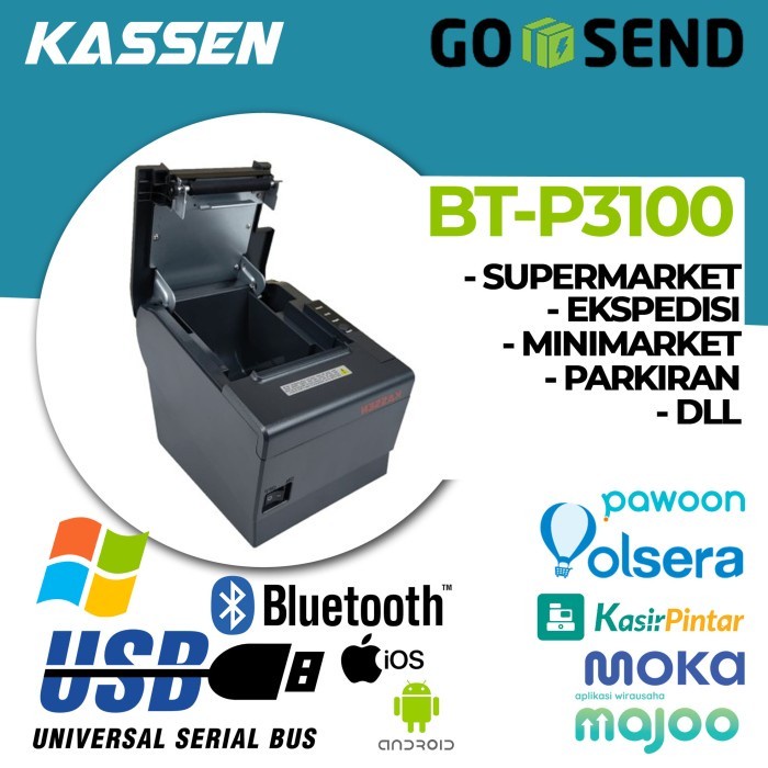 PRINTER THERMAL KASSEN BTP 3100 BT / BT-P3100 / THERMAL 80 MM BLUETOOTH