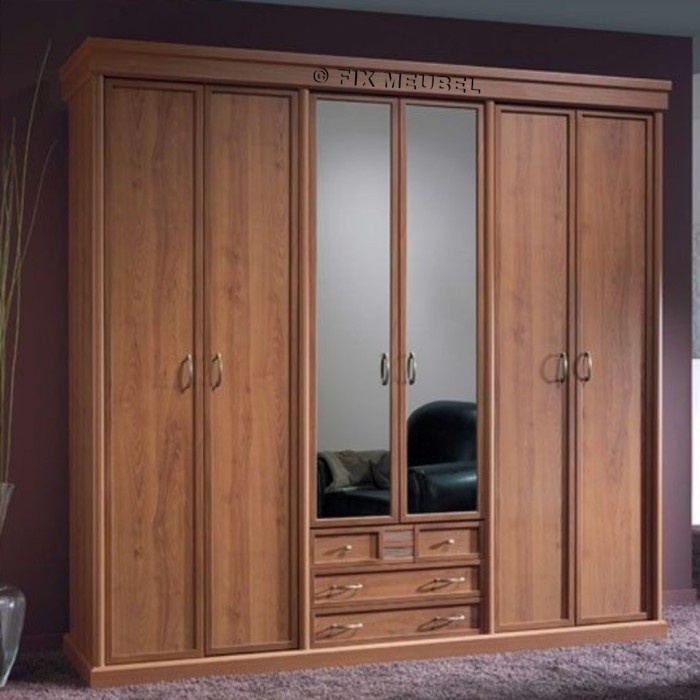 almari pakaian lemari pakaian minimalis modern kayu jati 6 pintu
