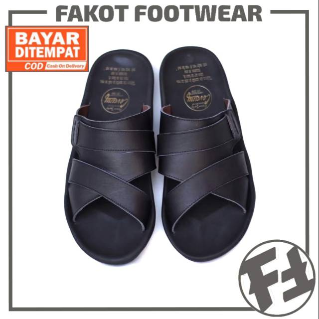 Sandal Pria Cevany Exco Hitam Slide OutSole Karet Size 38-44 Termurah