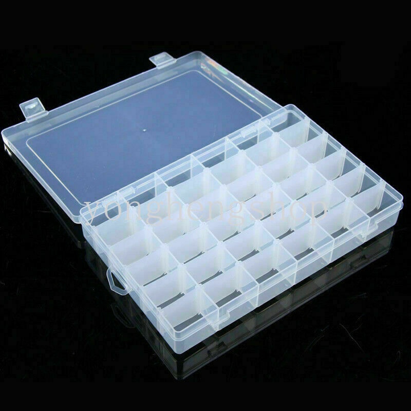 Kotak Penyimpanan Perhiasan Cincin Anting Bahan Plastik 36 Grids Adjustable