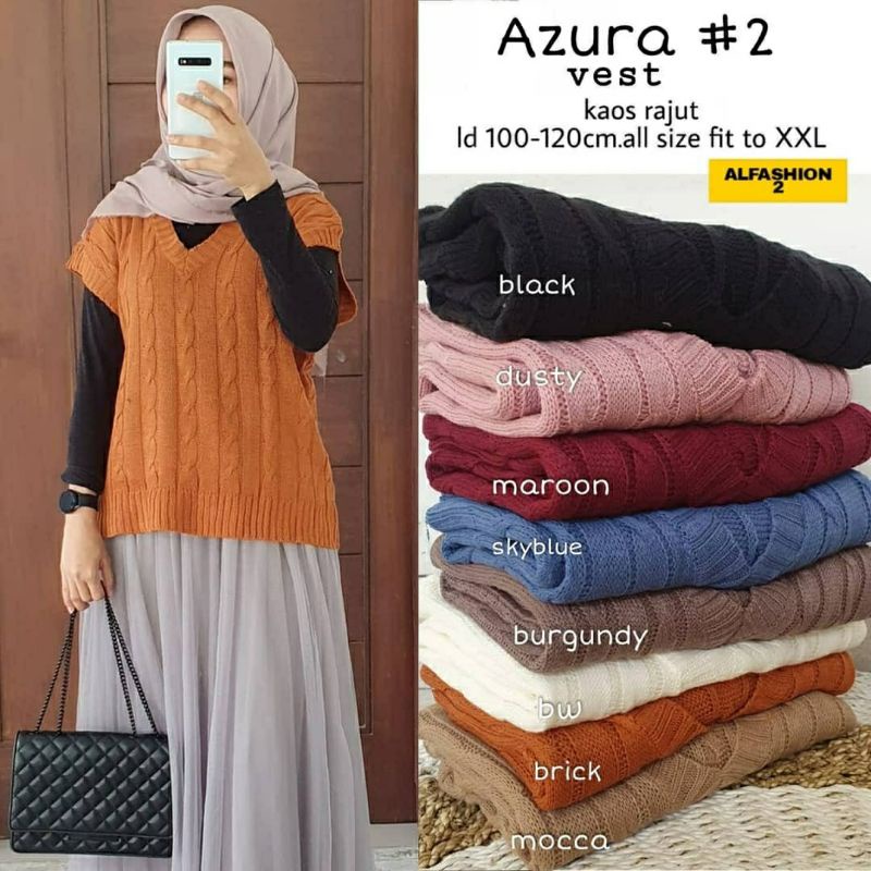 Azura #2 Vest, OUTER WANITA CANTIK BAHAN KAOS RAJUT LD 100-120 TERMURAH TERJUMBO