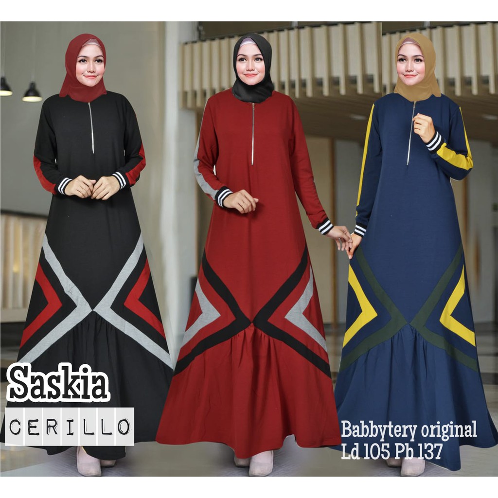 Gamis Syari Dress Muslim Gamis Saskia By cerillo