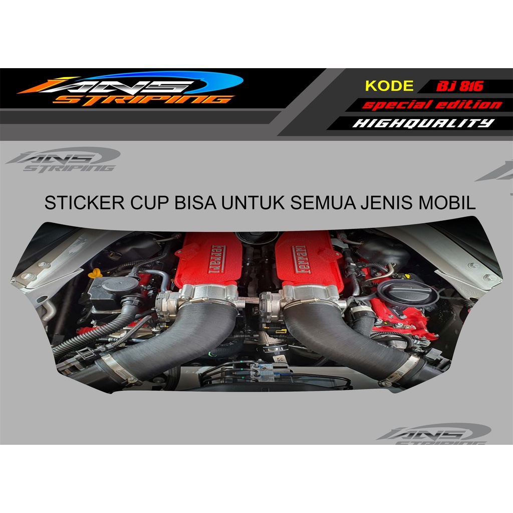 STIKER KAP CUP BRIO MOBIL AVANZA XENIA, JAZZ, AGYA, SEDAN, YARIS / STICKER KAP MESIN MOBIL