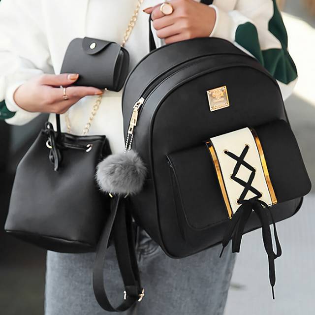 tas wanita A455 tas paket 3in1 tas selempang tas ransel tas import batam 1554