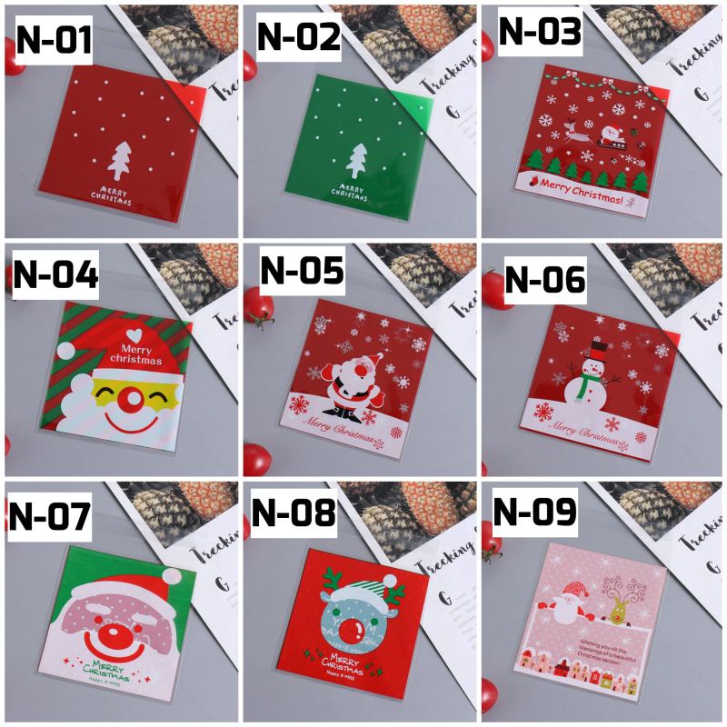 Plastik packing cookies natal Christmas lucu 10x10 cm plastik souvernir