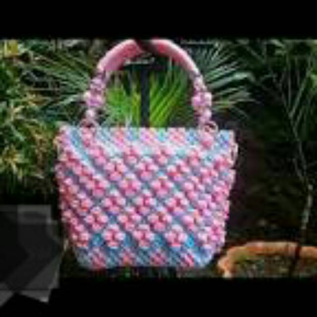 Tas tali kur motif bunga berry