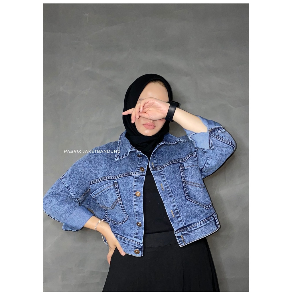 NAYRA CROOP JAKET JEANS |IJAKET DENIM WANITA MODEL ZARA TERBARU