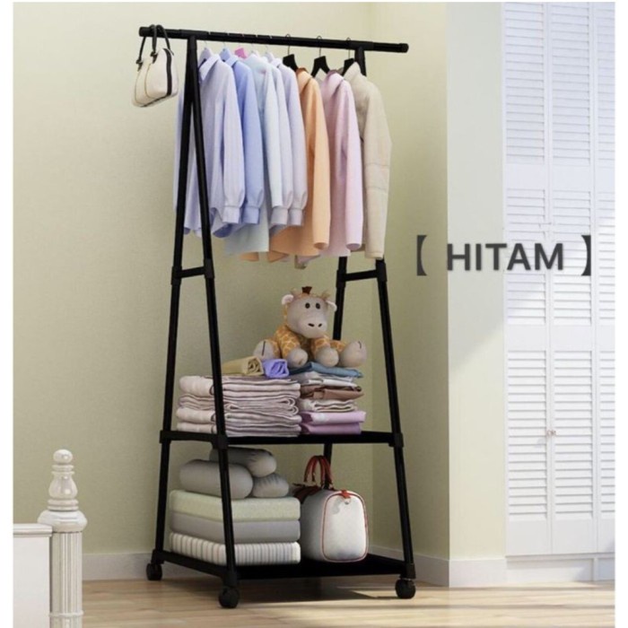 Gantungan Pakaian Tiang Berdiri Rak Baju Stand Triangle Hanger