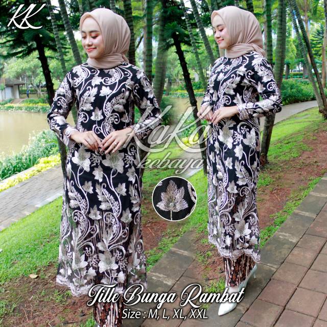 SET KEBAYA TILE BUNGA RAMBAT // BAJU PESTA // KAKA KEBAYA // Long.