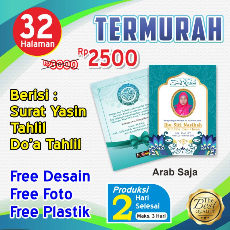Buku Yasin Saku Custom | 32 Halaman Gratis Desain Cetak Foto