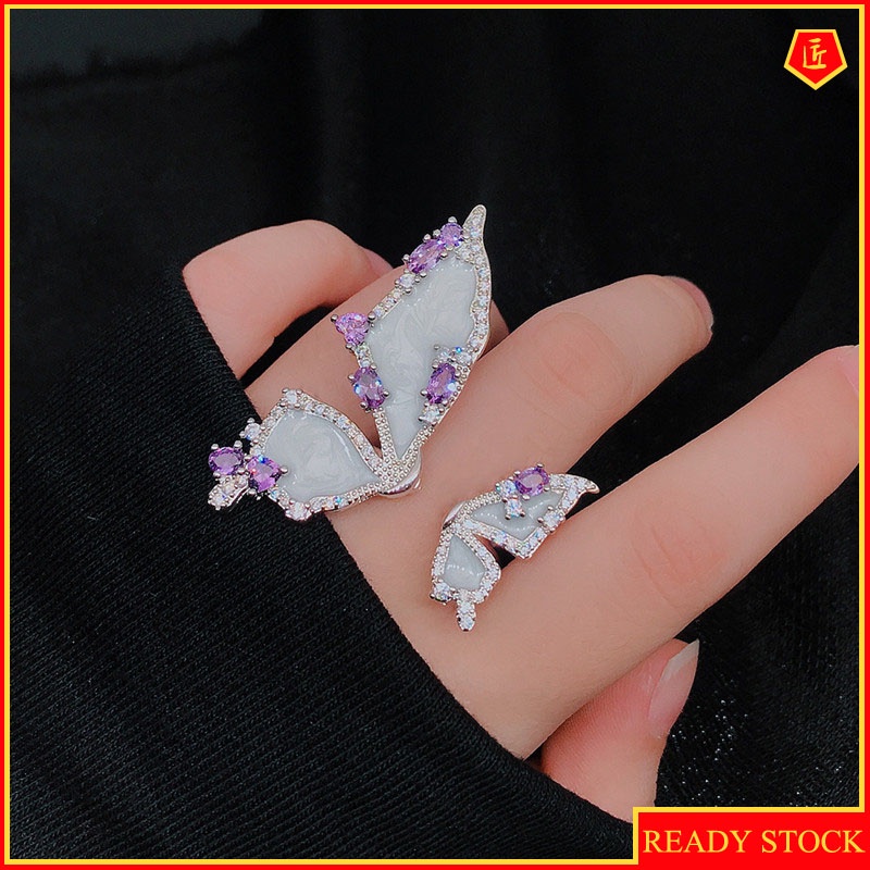 Fashion Diamond Butterfly Ring Delicate Romantic Ring