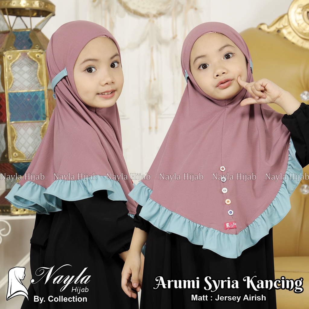 Kerudung Anak Instan Model ARUMI KANCING Jersey Airis Hijab Anak Jersey Original Nayla Hija'b