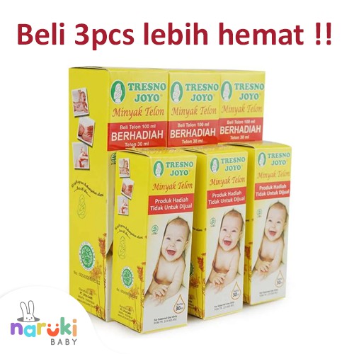 Tresno Joyo Minyak Telon 100ml FREE Minyak telon 30ml Paket isi 3 Set