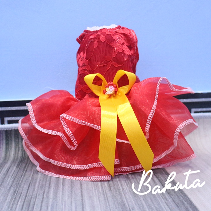 Dress red tutu lucu untuk kucing dan anjing / baju kucing murah size S-XL