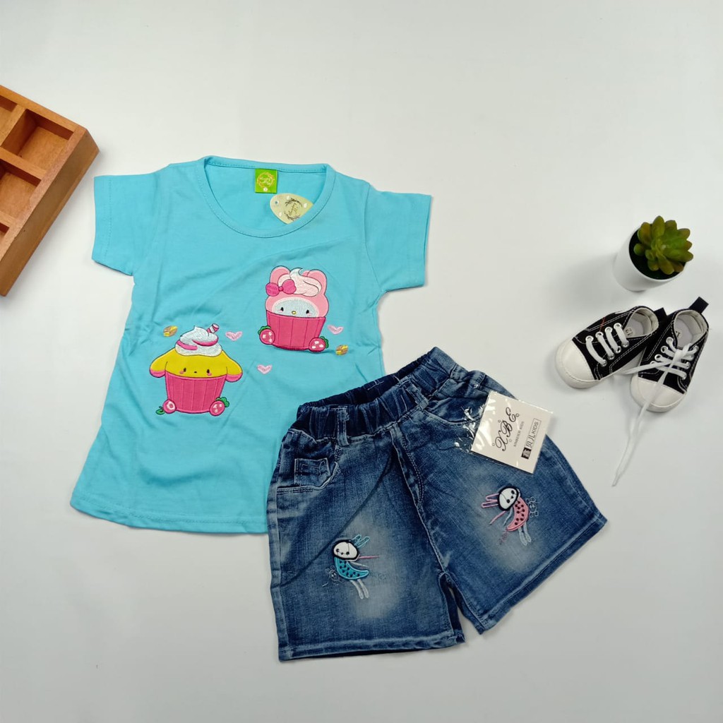 SETELAN KAOS IMPORT BALITA / SETELAN KAOS PENDEK BALITA PEREMPUAN / SETELAN BALITA UMUR 2-5 TAHUN