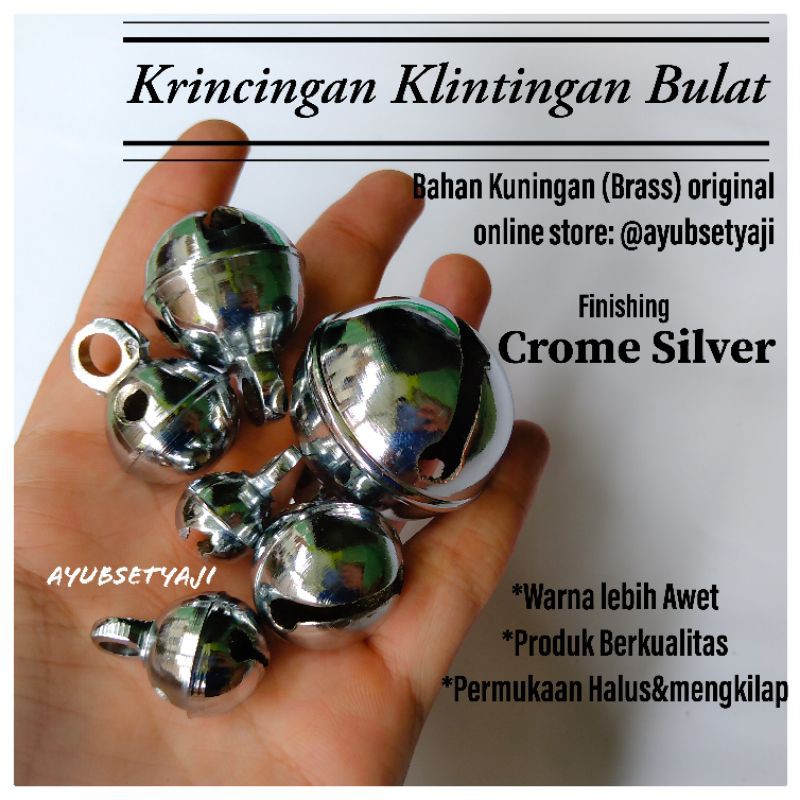 Lonceng Kuningan Klintingan Krincingan ( no3 ) Crome Silver kuningan bel lonceng Bulat no 3 lonceng 