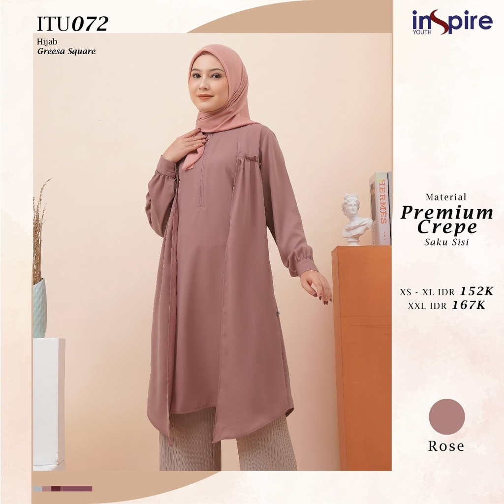 Inspire Tunik ITU 72 Bahan Premium Crepe Atasan Wanita Fashion Muslimah Kekinian