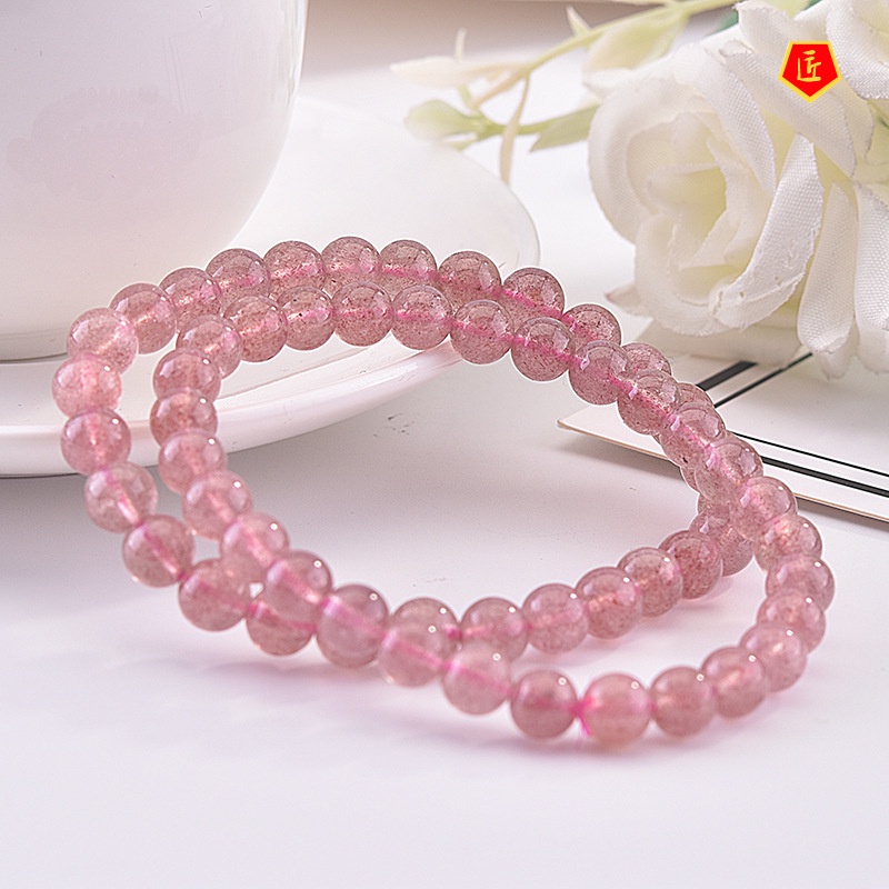 [Ready Stock]Strawberry Quartz Beaded Stretch Bracelet