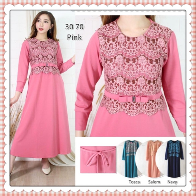 Gamis Cantika 4 Warna Pink Salem Tosca Navy Shopee Indonesia