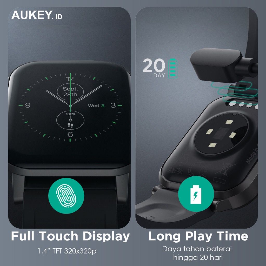 Aukey Smartwatch LS02 Fitness Tracker Activity - 500911 / 500944 / 500979 / 500980 - LS02