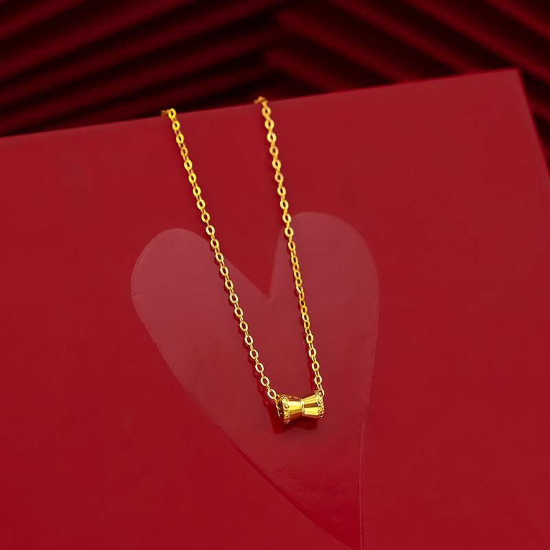 Kalung Rantai Dengan Liontin Pinggang Kecil Lapis Emas Asli Kadar 375 Untuk Wanita